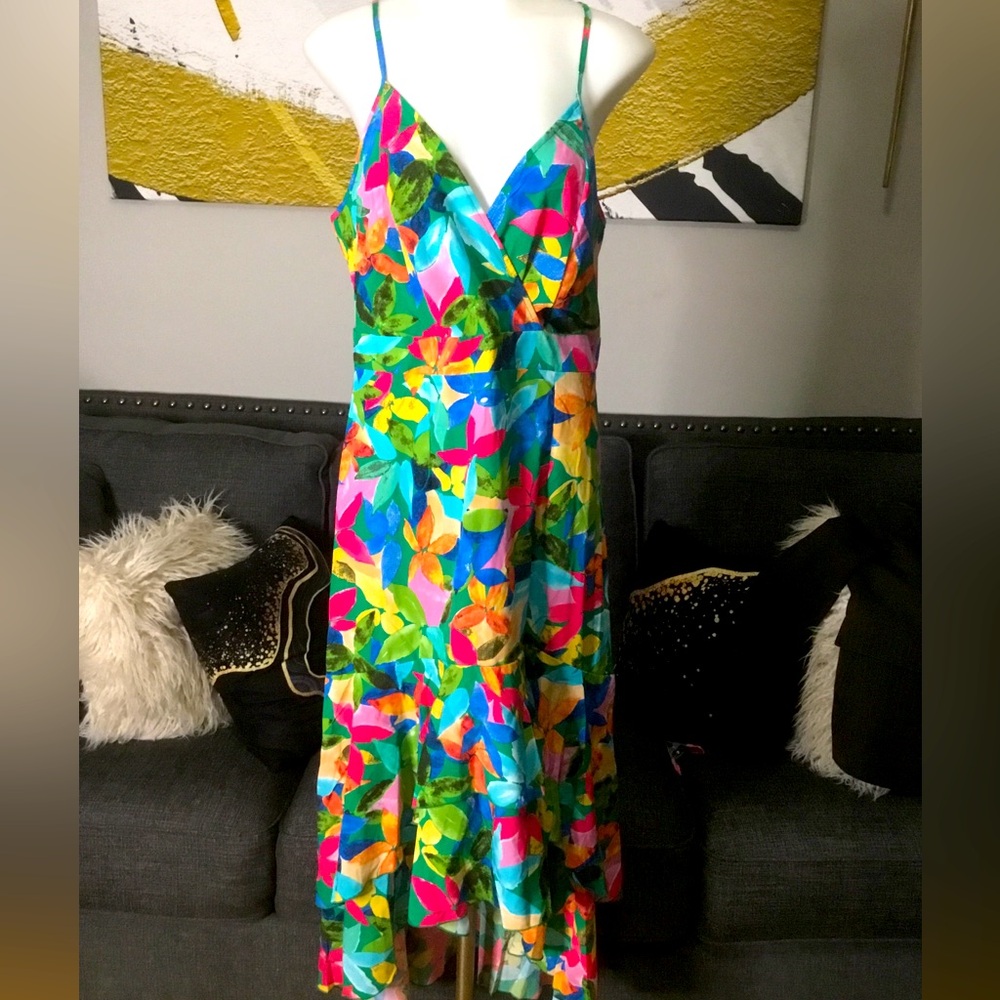 Shein high low sleepless tropical dress